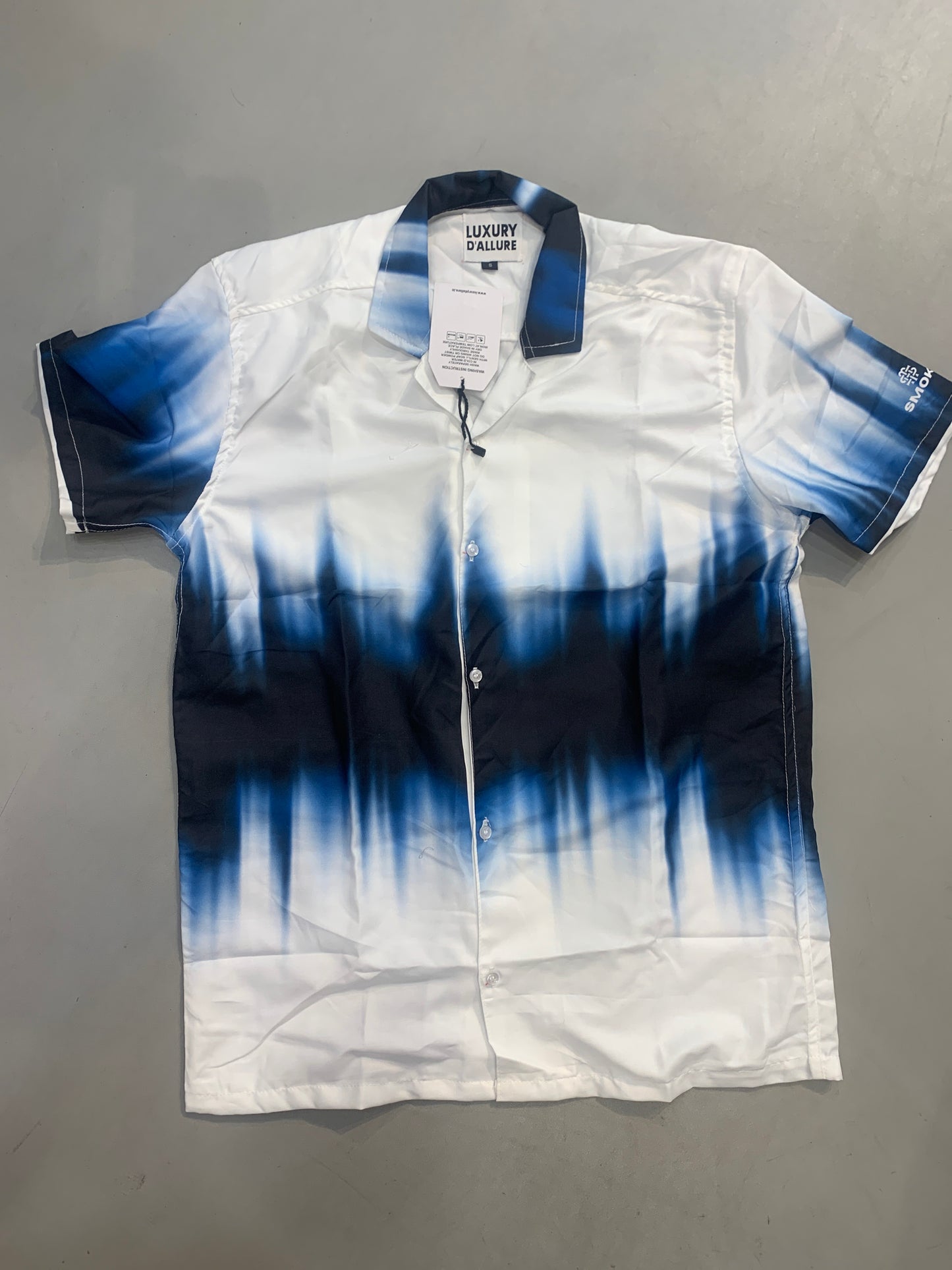 LDA White Colour Black Blue Print Half Sleeve Men’s Shirt 989607