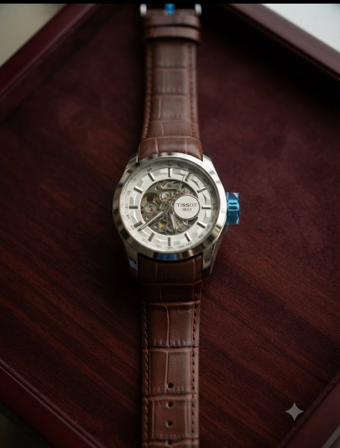 SIT TIS Brown Leather Strap White Dial Automatic Mens Watch 991208