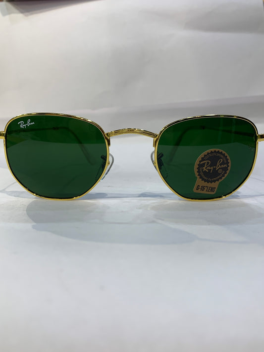 YAR Golden Frame Green Shade Unisex Sunglass RB3548 62 16 125