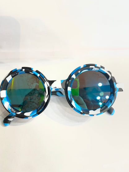 UOL LV Blue White Black Frame Blue Shade Unisex Sunglass XH-98357P-2 C9 43 20 133