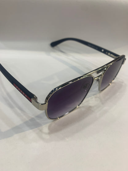 Arp Silver Black Frame  Purple Shade Unisex Branded Sunglasses T0959 52 17 140