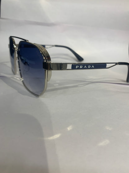 ARP Silver Stike  Frame Smoke Blue Shade Unisex Sunglasses C382 58 18 140