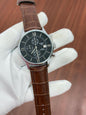 Sit Brown Strap Black Dial Silver Ring Men Watch 988946