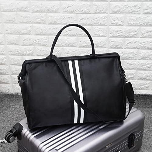 Cug Guc Black Colour White Black Stripe Duffle Bag 989571