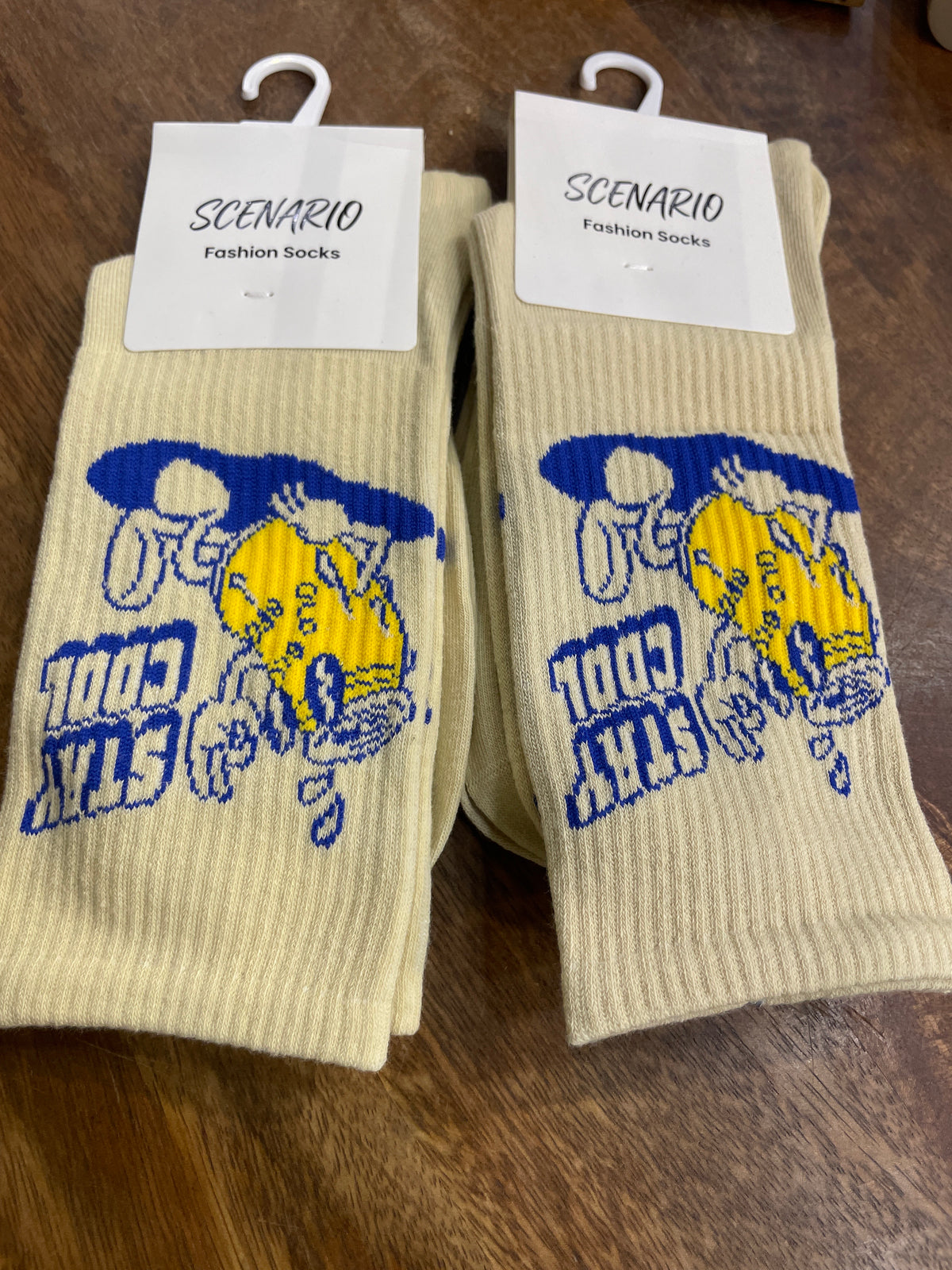 Scenario Cream Colour Stay Cool Print Premium Quality Full Socks 991205