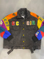 GCCIU Black Grey With Multi Colour Premium Quality Imported Free Size Unisex Denim Jacket 818
