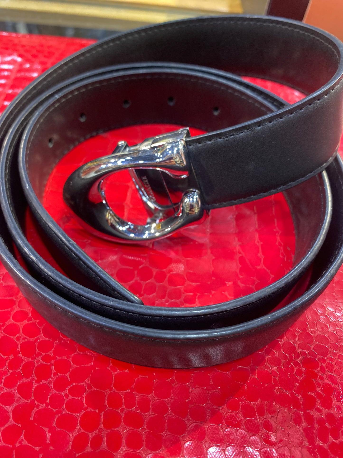AOC COA Silver Buckle With Black Strap Men’s Belt 989921