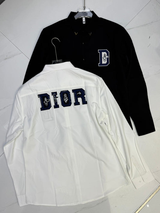 Oid Dio White Colour Blue Embroidery Work Full Sleeve Imported Shirt 846