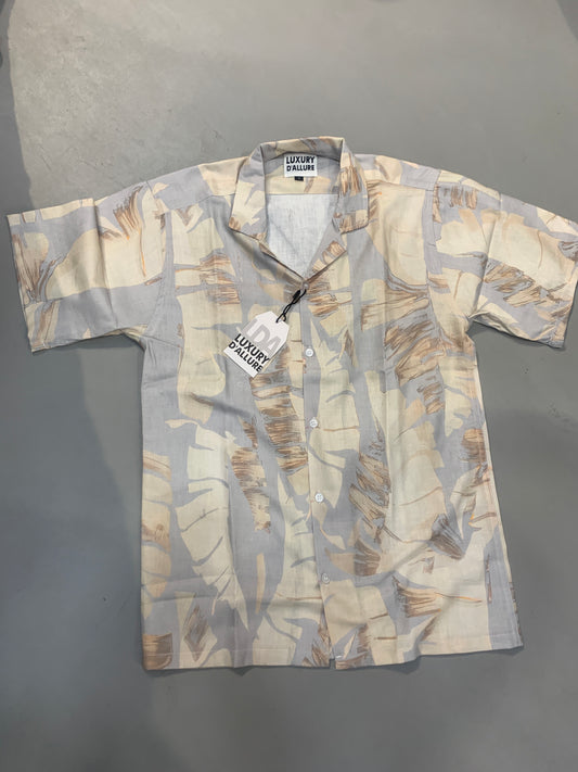 LDA Grey Cream Colour Printed Half Sleeve Men’s Shirt 989635