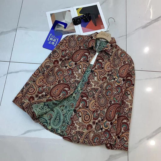 Happy Sweety Maroon Colour with Vintage Print Full Sleeve Shacket Shirt 19358
