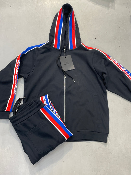 Nom S Size Black Colour With White Red Blue Strip Premium Quality Jacket & Lower Unisex Coord Set M031#