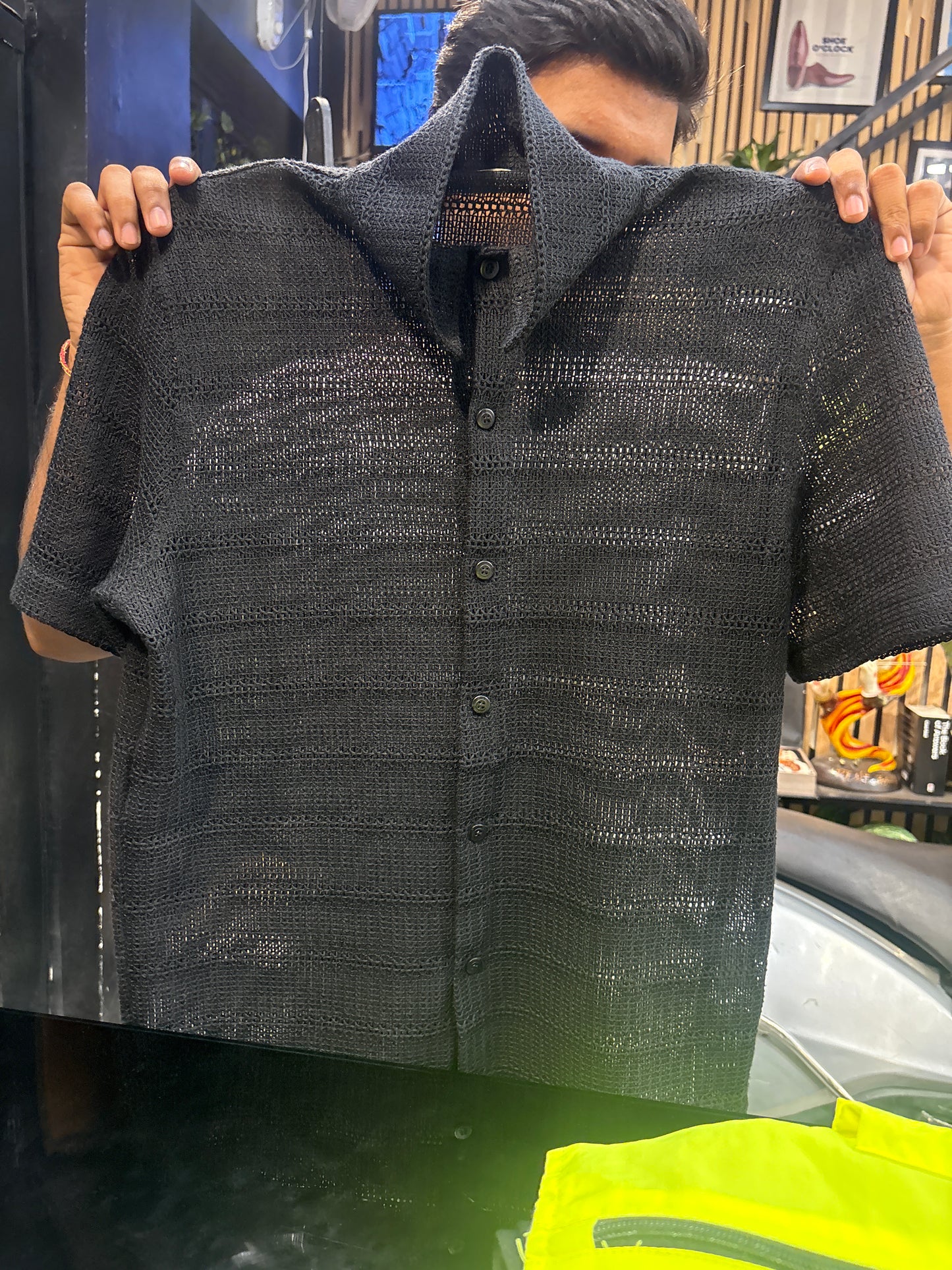 Black net shirt 001010