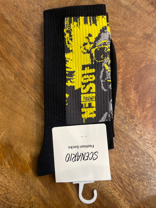 Scenario Black Colour Monkey  Print Premium Quality Full Socks 991193
