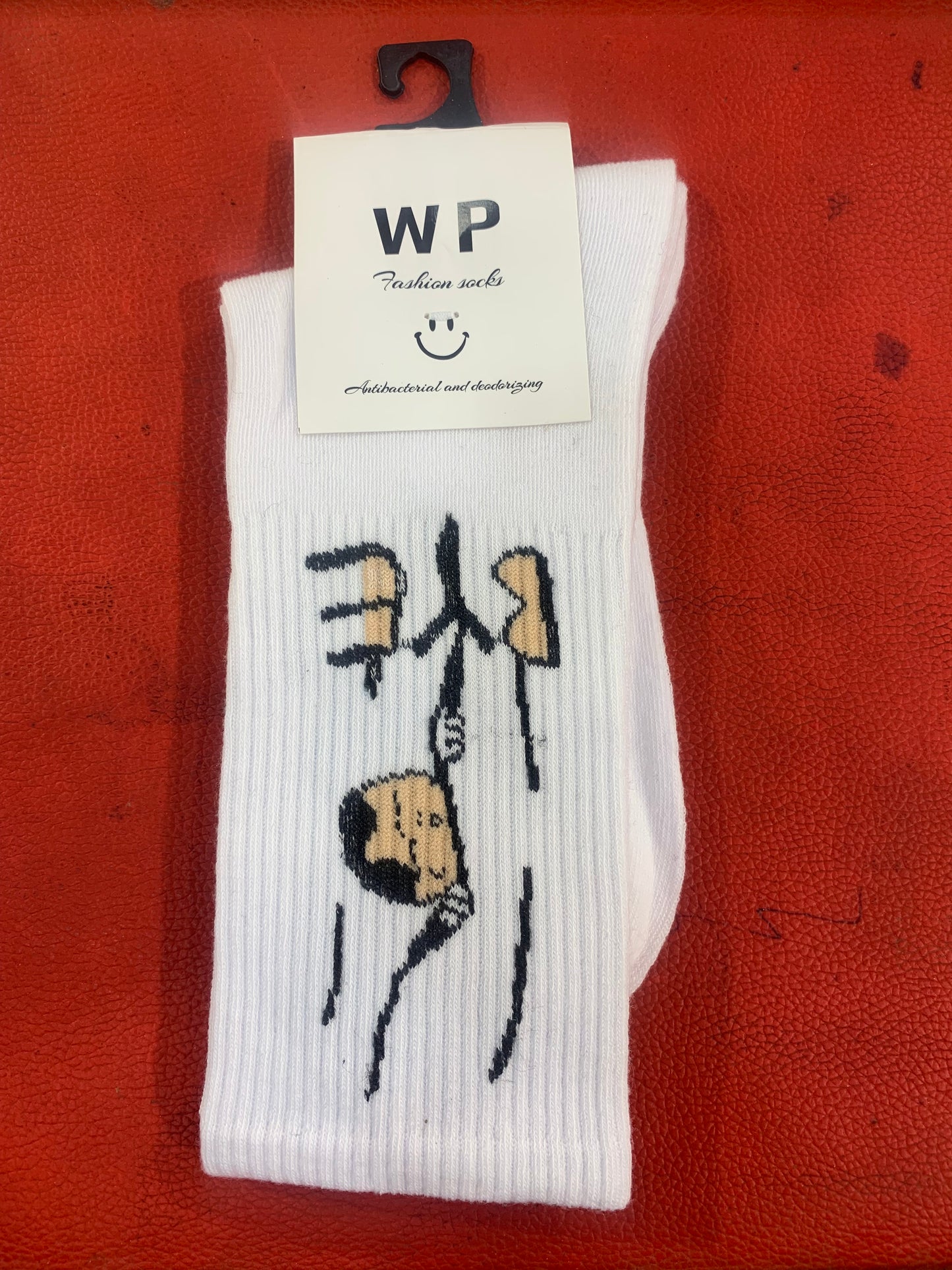 WP White Colour With Bye Print Premium Quality Full Socks 990050