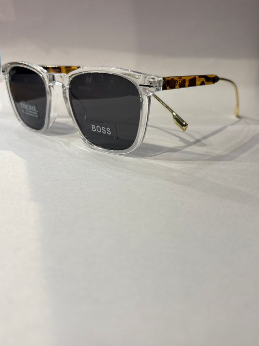 Sob Transparent Frame Leopard Stick Black Shade Unisex Sunglass ZJ33555220-143 ￼