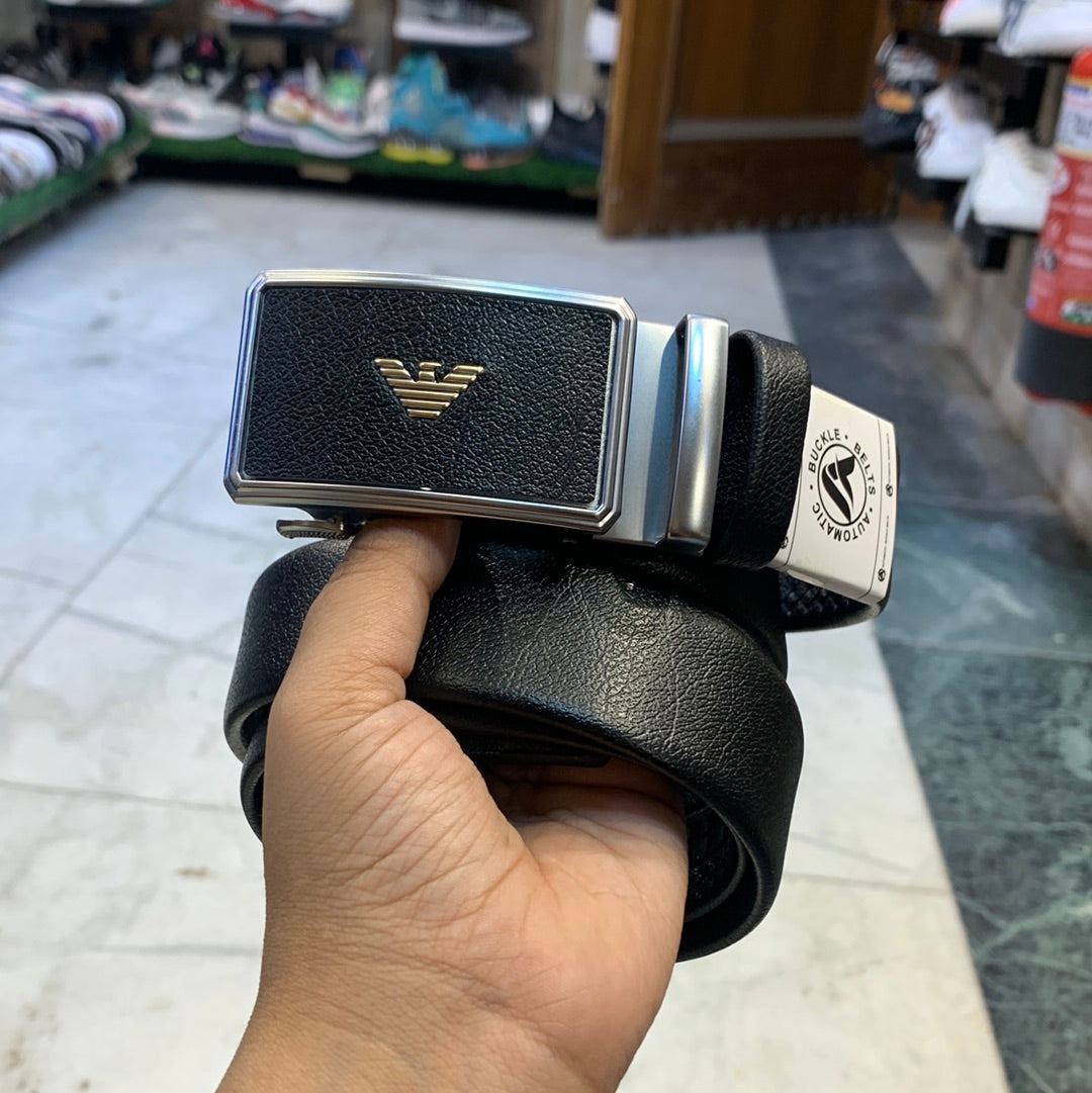 Mra Black Colour Buckle Grey Logo Genuine Leather Belt Automatic Buckle 64592