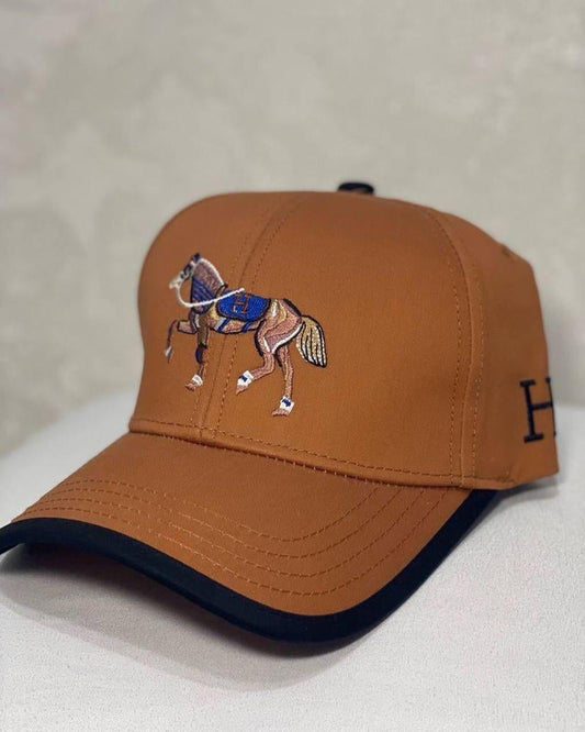 REH HER Orange Colour Horse Print Imported China Cap 990273