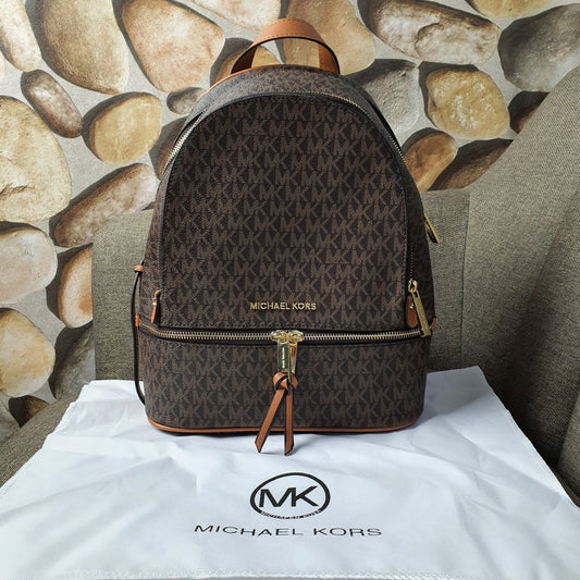 Cim Brown Colour KM Monogram Print Mini Backpack 0089#