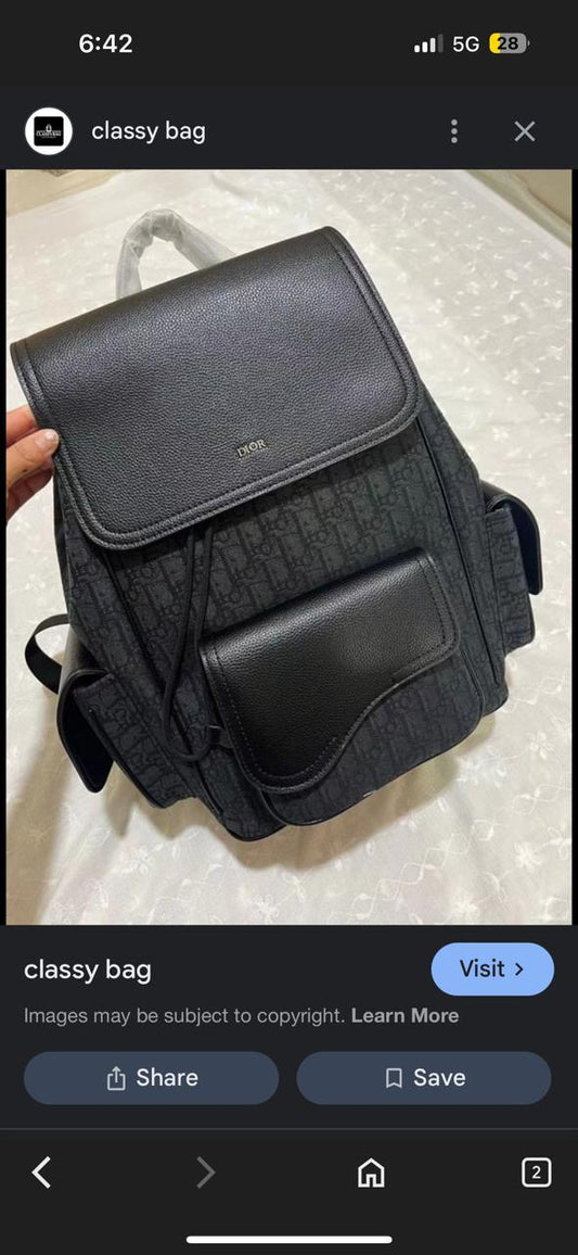 OID Embroidery Black Grey Unisex Large Backpack Bag 90113