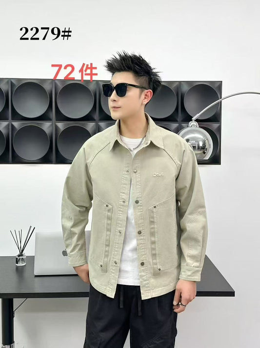 ONE BTBW Creamish Green Denim Premium Quality Metal Button Oversized Men’s Jacket 2279