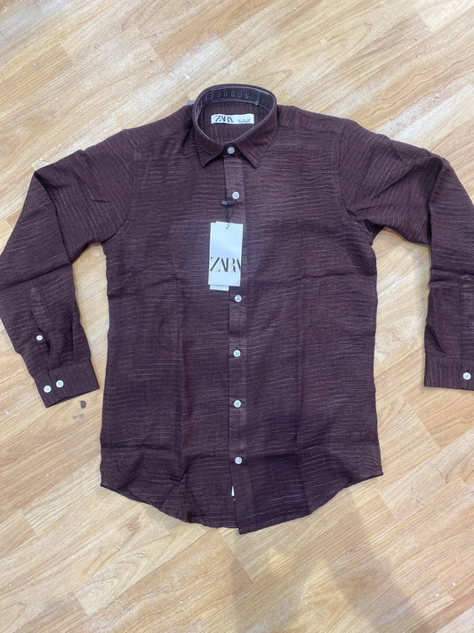 RAZ Maroon  Colour White Line Stripe Shirt ZAR  Full Sleave H7575