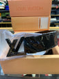 UOL LOU Black Buckle Black Brown Double Side Strap Unisex Belt 989883