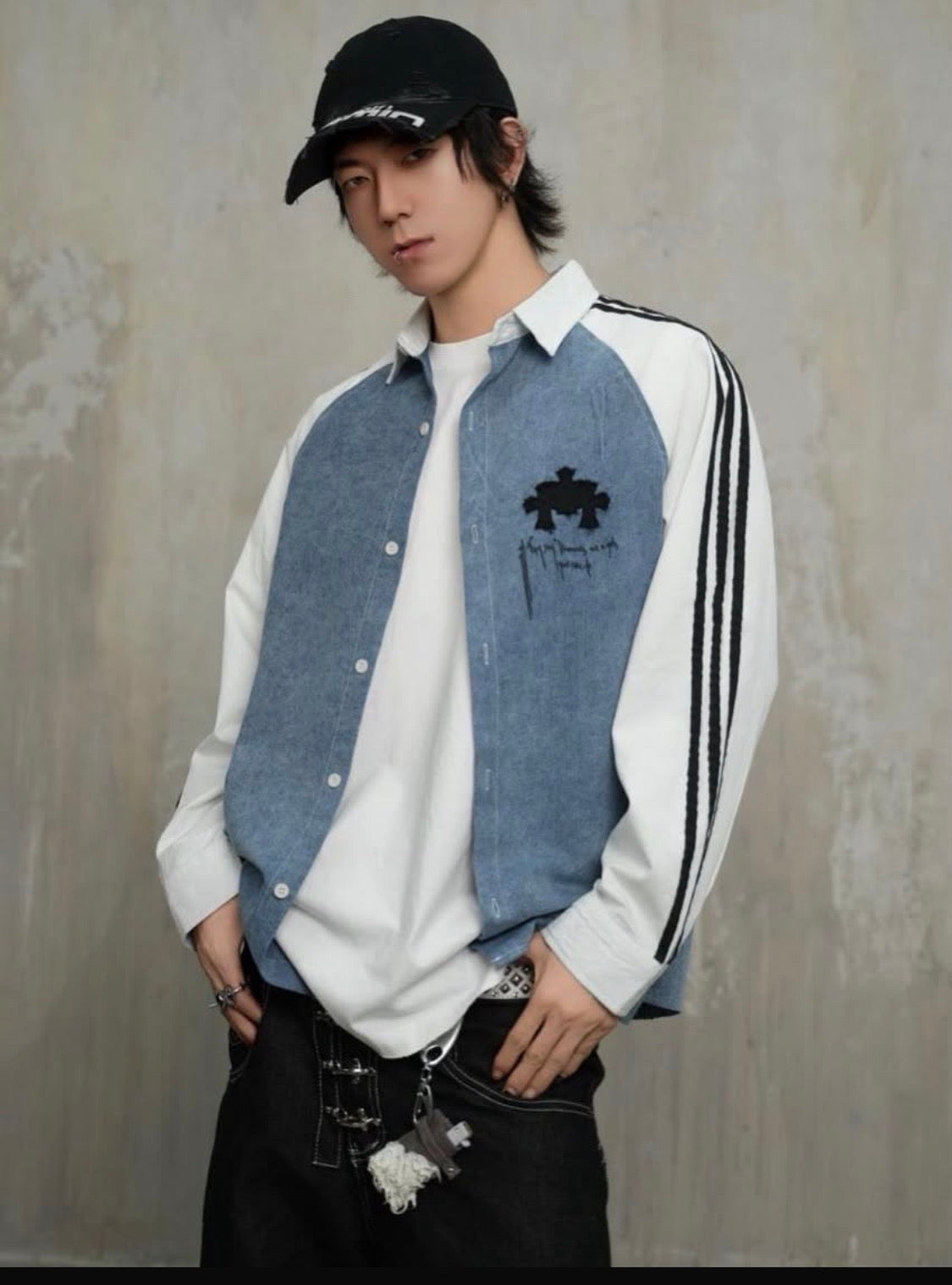 VOGUE DESIGN  Blue Denim With White Full Sleeve Imported Men’s Shirt 2791