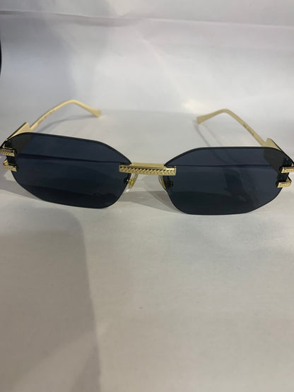 REV Frameless Golden Stike Black  Shade Unisex Sunglasses 68082 52 18 142