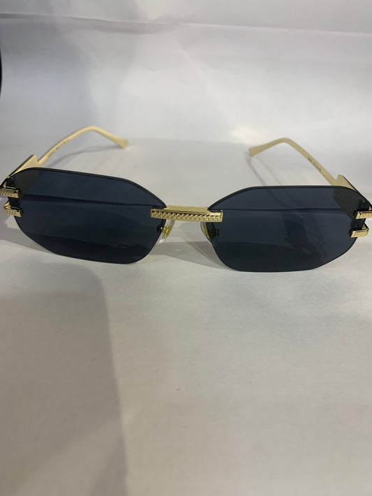 REV Frameless Golden Stike Black  Shade Unisex Sunglasses 68082 52 18 142