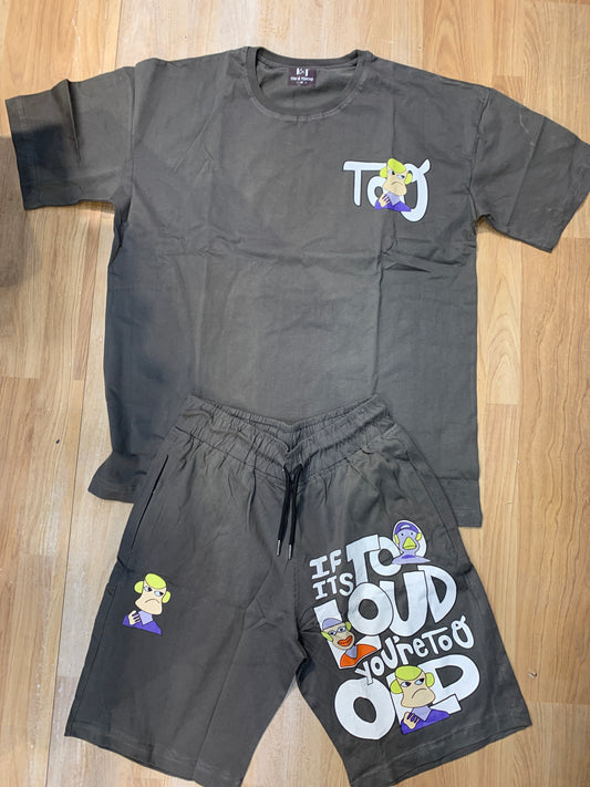 Tim & Tokyo Coord set T-shirt & Short Grey Colour H1133