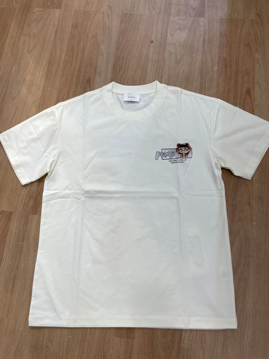 Qingfuzhi Cream Colour Ryoney Print Premium Quality Round Neck T-Shirt k89930