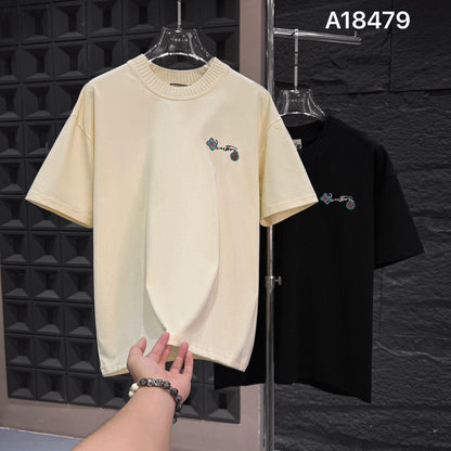 LUKASHE UOL LOU Cream Colour Back Embroidered Premium Quality Imported Unisex Tshirt A18479