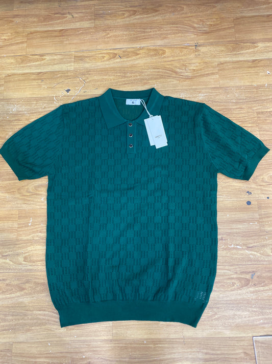 REA Aertu Green Colour Knitted Premium Quality Men’s Collar T-Shirt  R86090