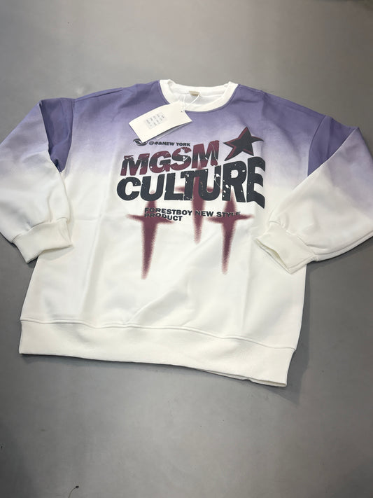 LDA Purple White New York Mgsm Culture Full Sleeve Sweatshirt 4003