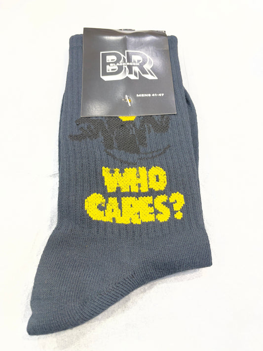 BR Dark Grey Colour Who Cares Print Premium Quality Full Socks 990753