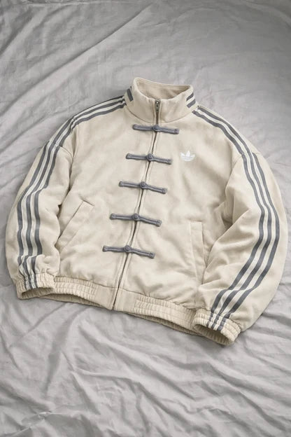 IDA ADI Cream Colour Embroidery Grey Strap Premium Quality Unisex Jacket 9929-A