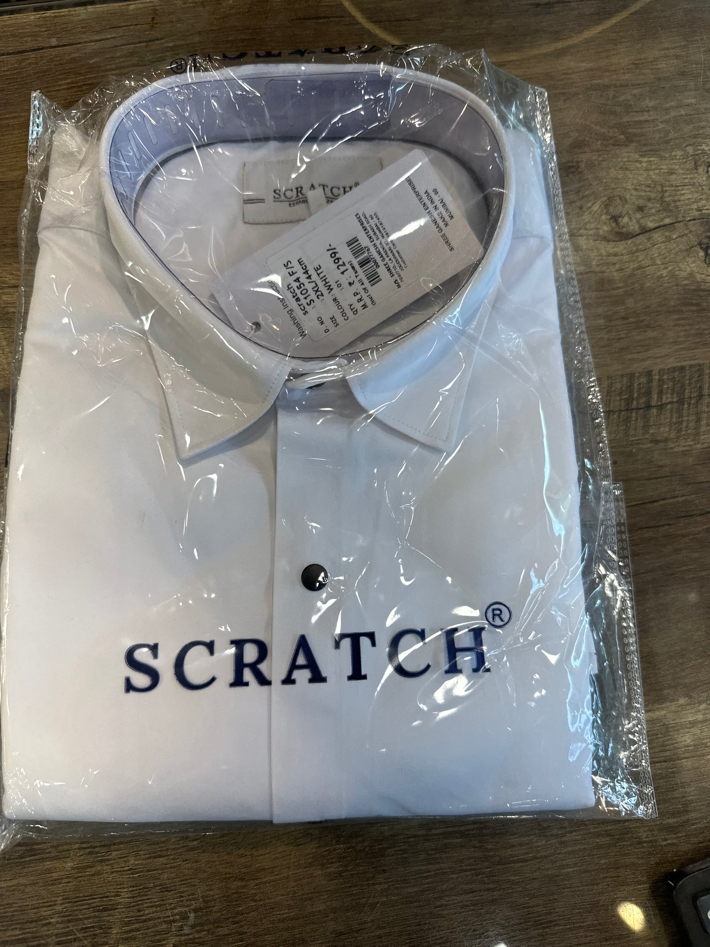 White Scratch Solid Formal Shirt