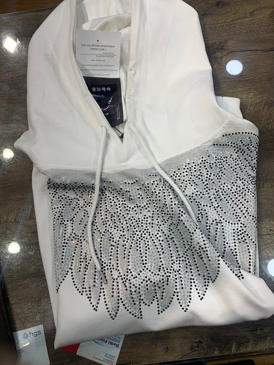 Hoodie Black Colour Stone Wings print 66010