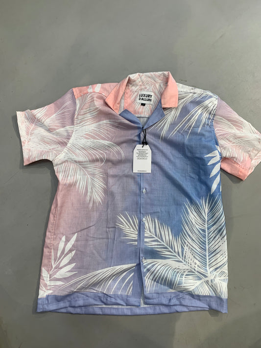 LDA Pink Purple Printed Half Sleeve Men’s Shirt 989601