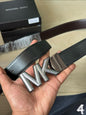 CIM MIC Black Silver Buckle Brown Black Double Side Strap Men’s Belt 991374