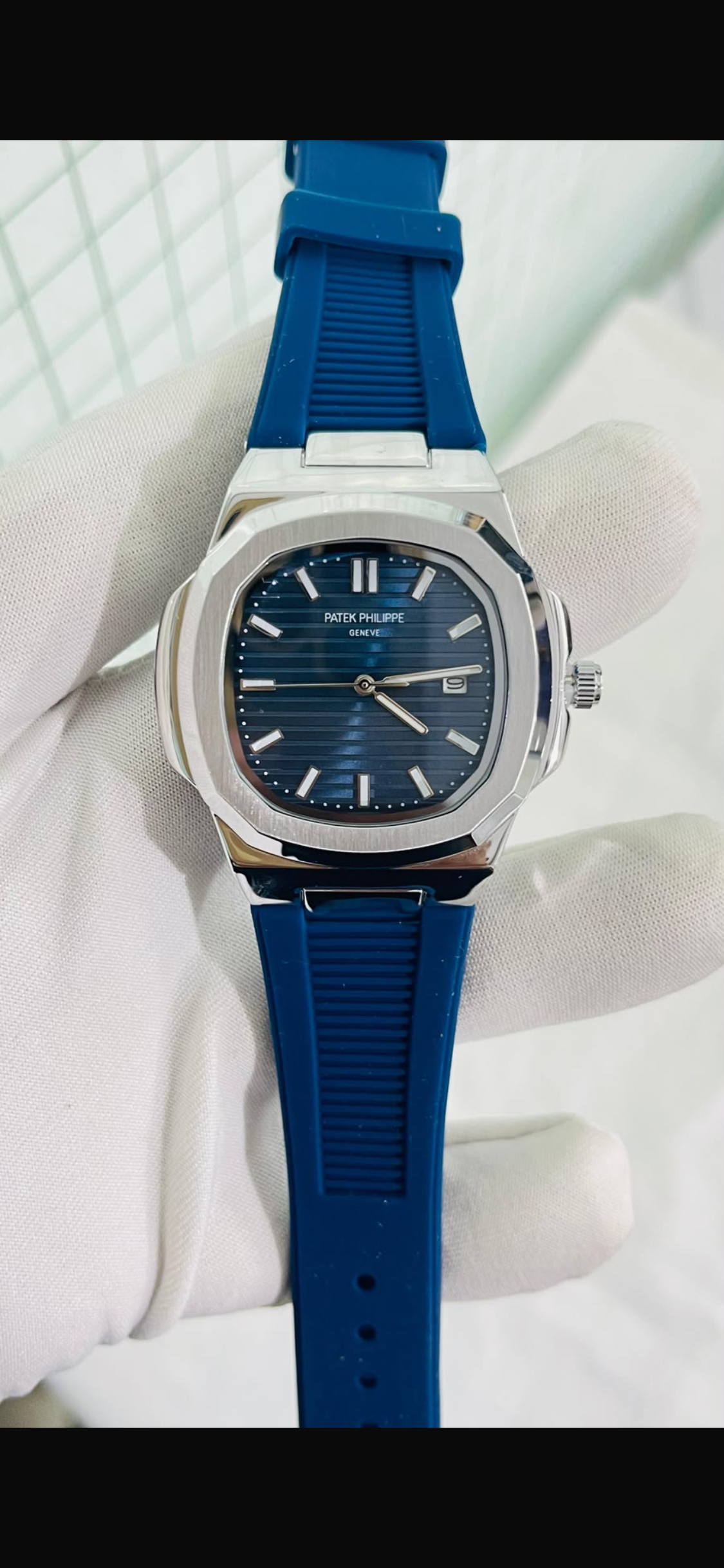 TAP PAT PP Blue Silicon Strap Silver Blue Dial Men’s Watch 990958