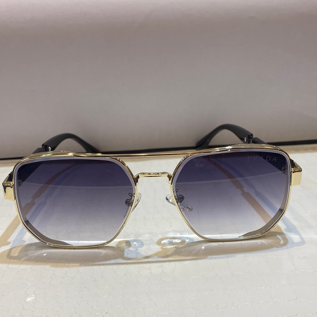 Arp Gold Frame Black Shade Unisex Sunglasses 2A732 57 16-140