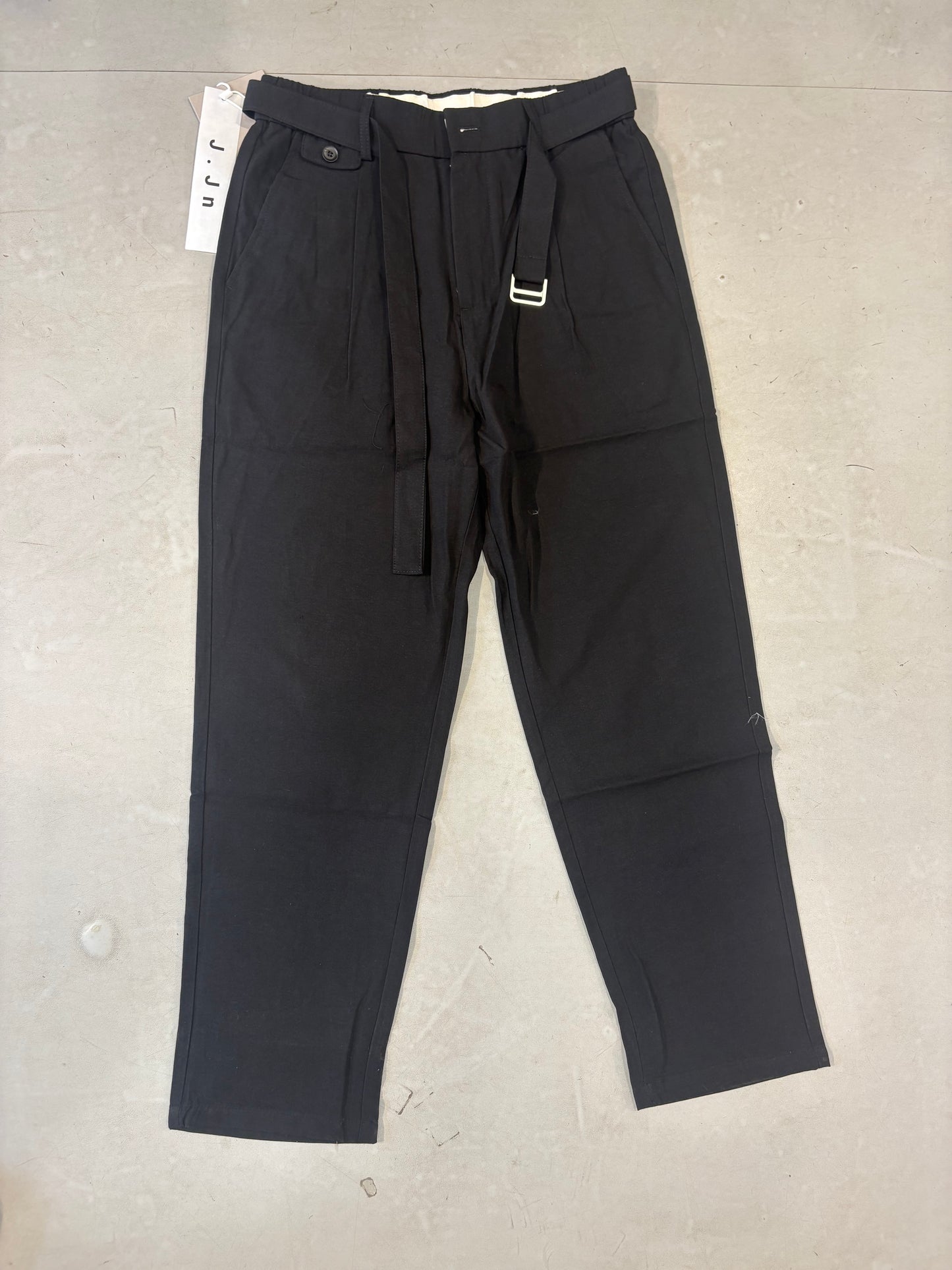 J.JN Black Korean Straight Fit Unisex Pants J-818