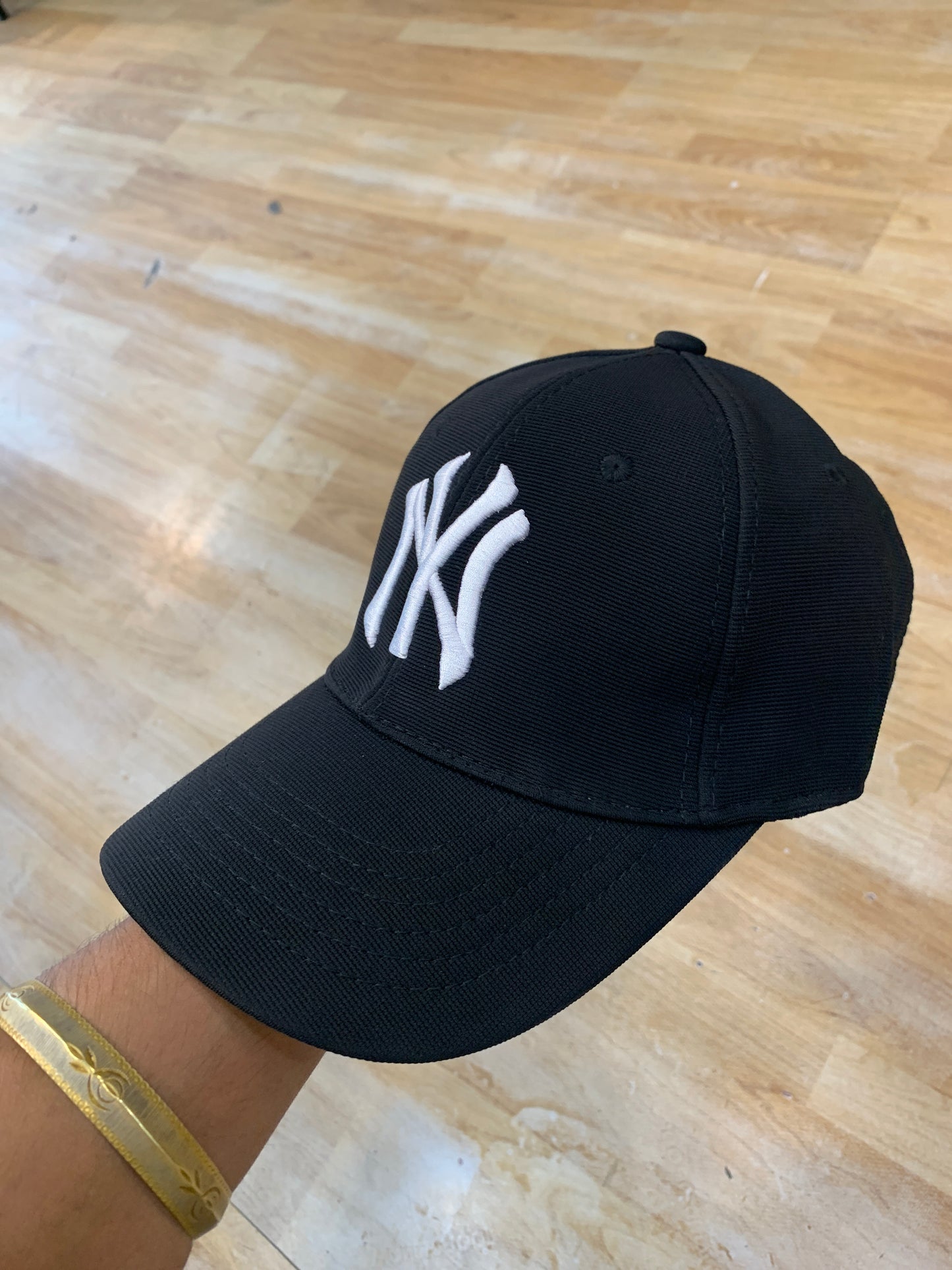 YN Black Colour White Logo Flexfit Unisex Cap 989002