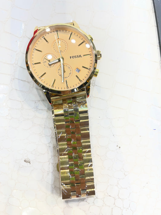 Sof Golden Chain Golden Dial Chronograph Working Men Watch 990937