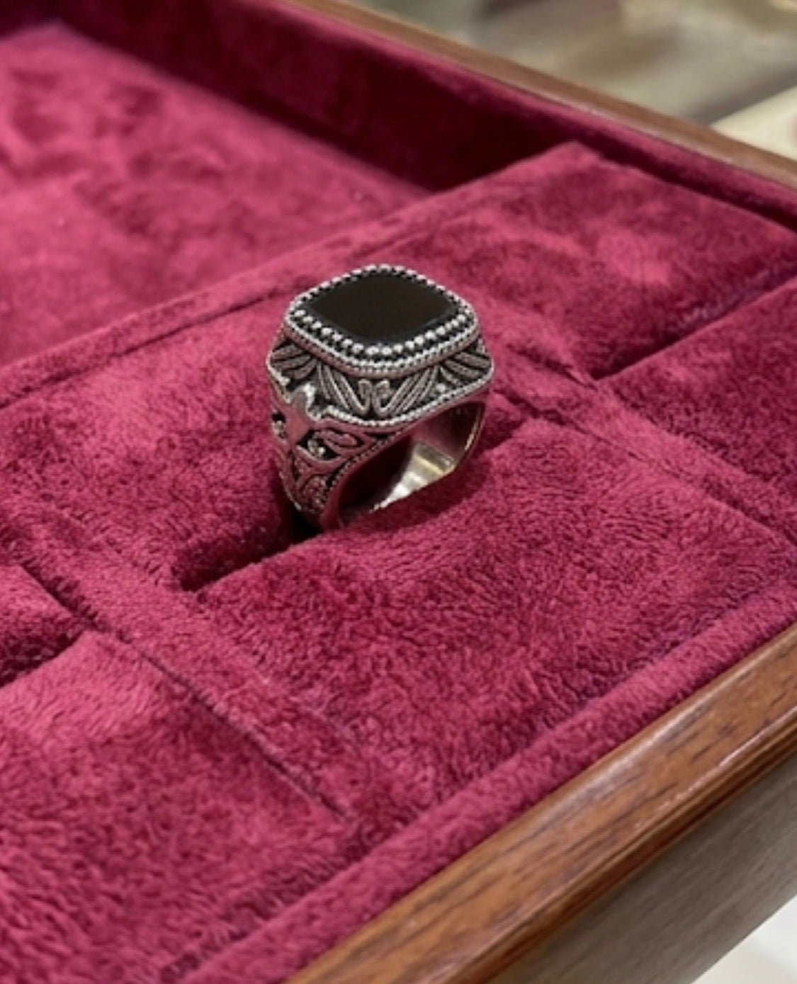Silver Black Colour Stylish Ring for Men 991101