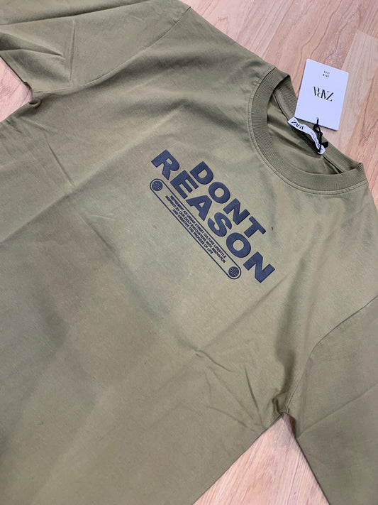 Raz cotton imported T shirts green Colour over size drop shoulder Dont Reason 988662