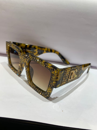 LOD Leopard Frame Brown Shade Crystal Rhinestone Sunglass Zs98014 56 16 141