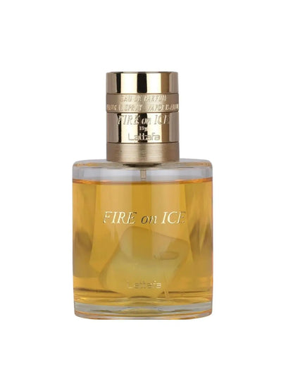 Lattafa Fire On Ice Eau de Parfum is a unisex luxury fragrance in a 110 ml (3.71 fl. oz.) bottle.