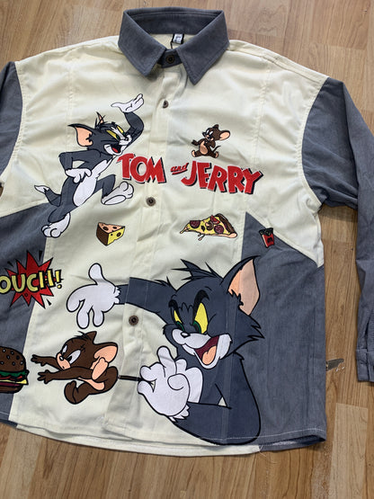 Shirt Grey sleeve & collar Off white Colour Tom and Jerry print 88812